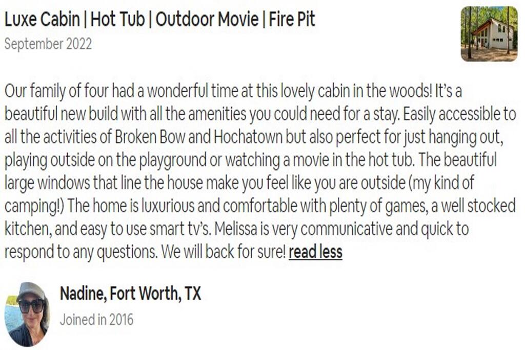 Great review from a previous guest.