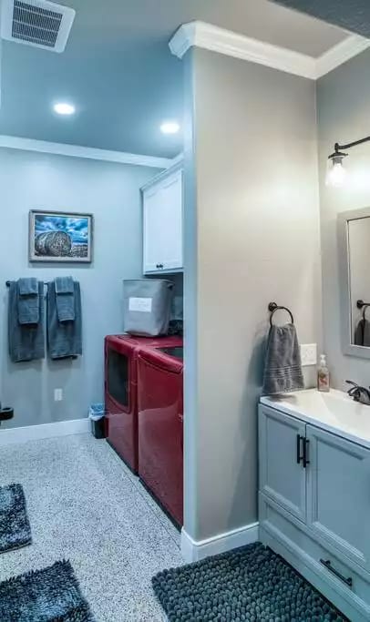 Bathroom with Full Size Washer/Dryer