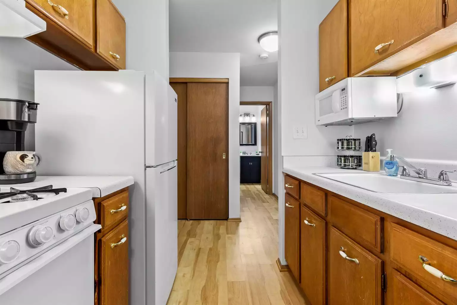 Ample counter space for food prep.