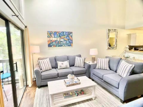Enjoy the Queen sized sleeper sofa and love seat while relaxing