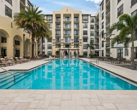 The heated saltwater pool gets lovely sun and features plenty of sun loungers and cabanas.
