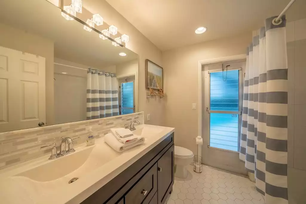 Bathroom Two with exit to Outdoor Patio