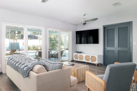 The open floor plan leaves plenty of space for the whole family to spread out and relax.
