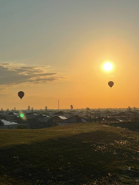 If you are lucky, you might capture this beautiful view of these hot-air balloons in the morning from backyard