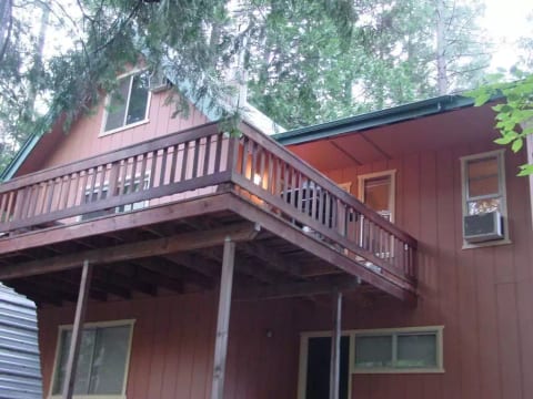 The rear deck as seen from the backyard