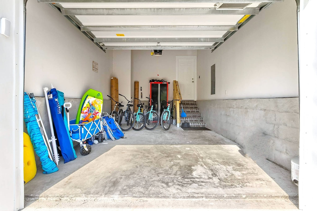 Private garage with bikes and beach gear—ready for seaside fun.