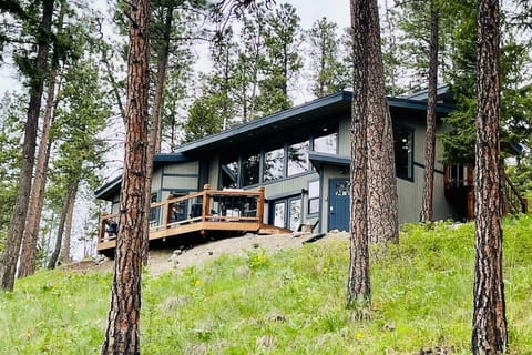 Nature House. Perched on a hillside in the woods, overlooking Flathead Lake.