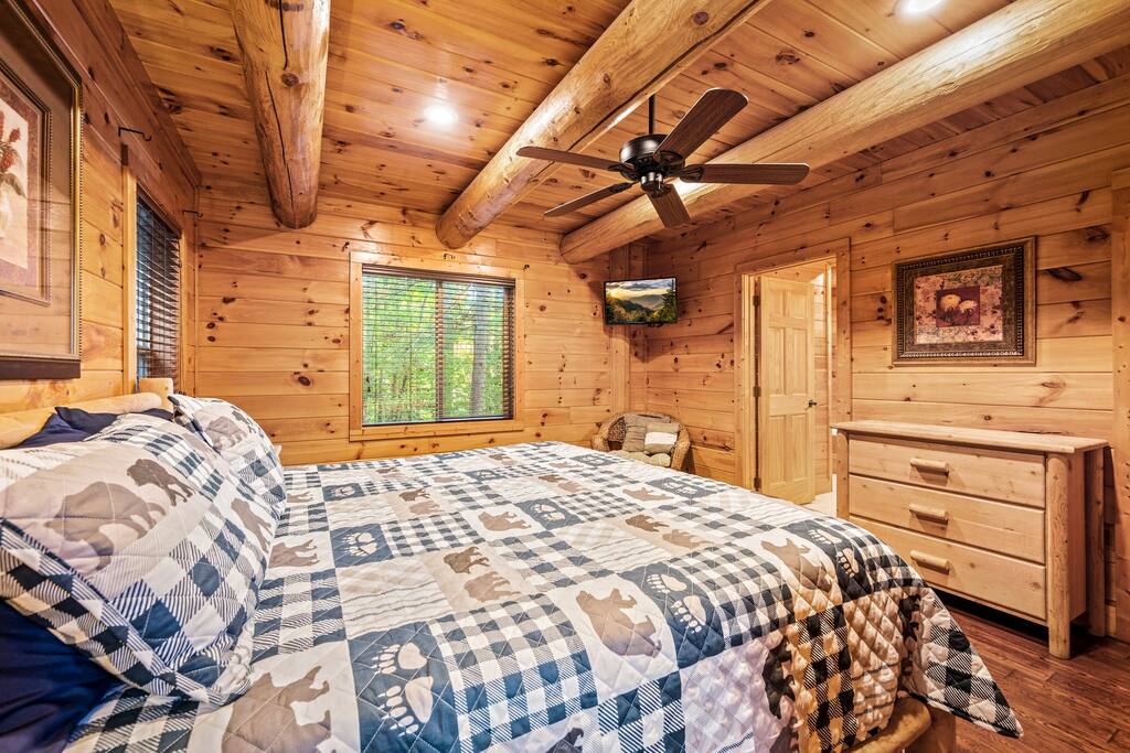 Master bedroom with cable TV.