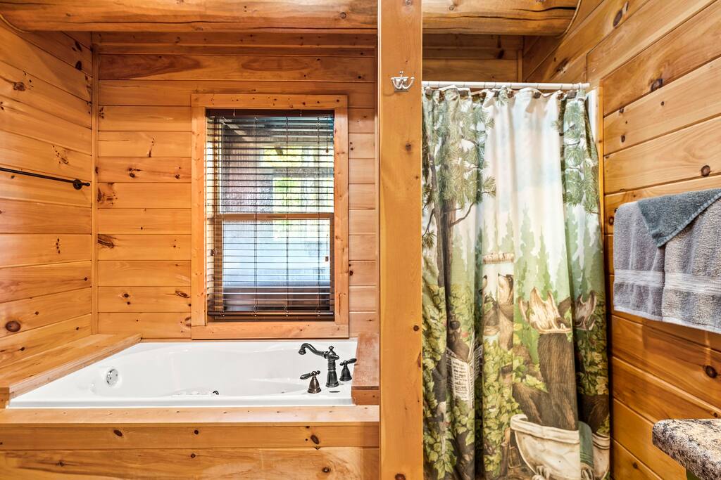 Master bathroom show and tub.