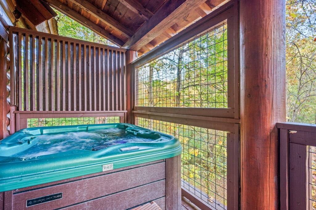 A view of nature from our brand new hot tub (2023).