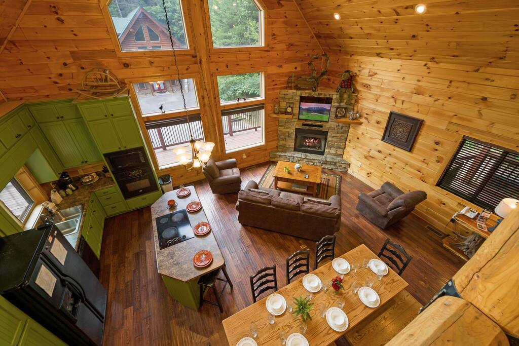 View of the great room from the loft.