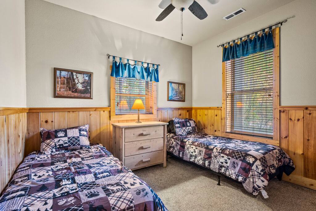 Basement bedroom with 2 twins.