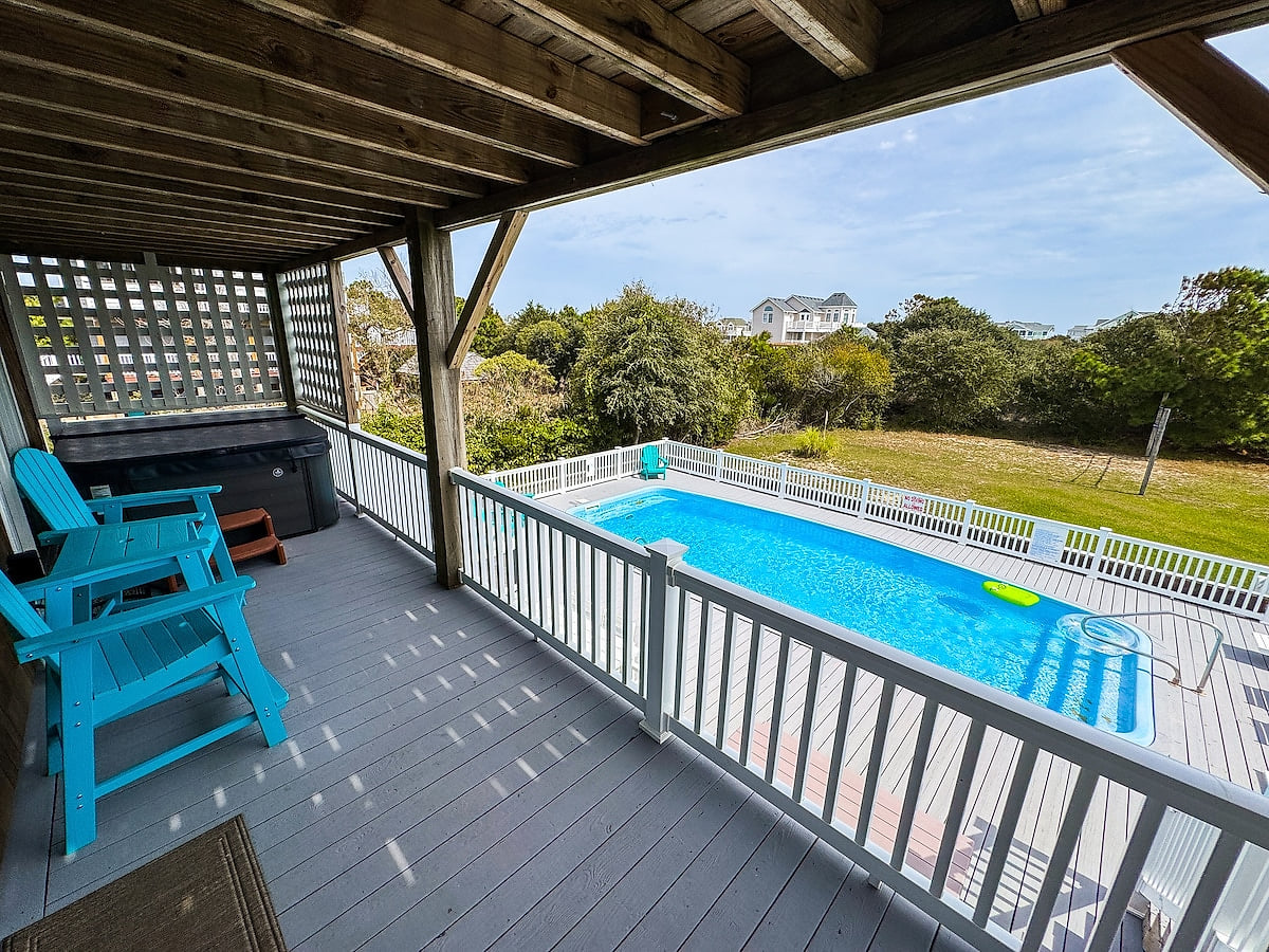 Pool view from mid-level deck
