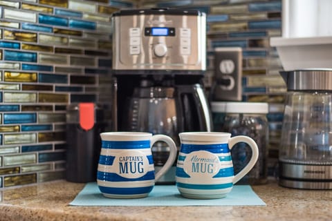 We provide tea and coffee making facilities, including coffee maker, grinder and electric kettle. We also now have a Keurig!