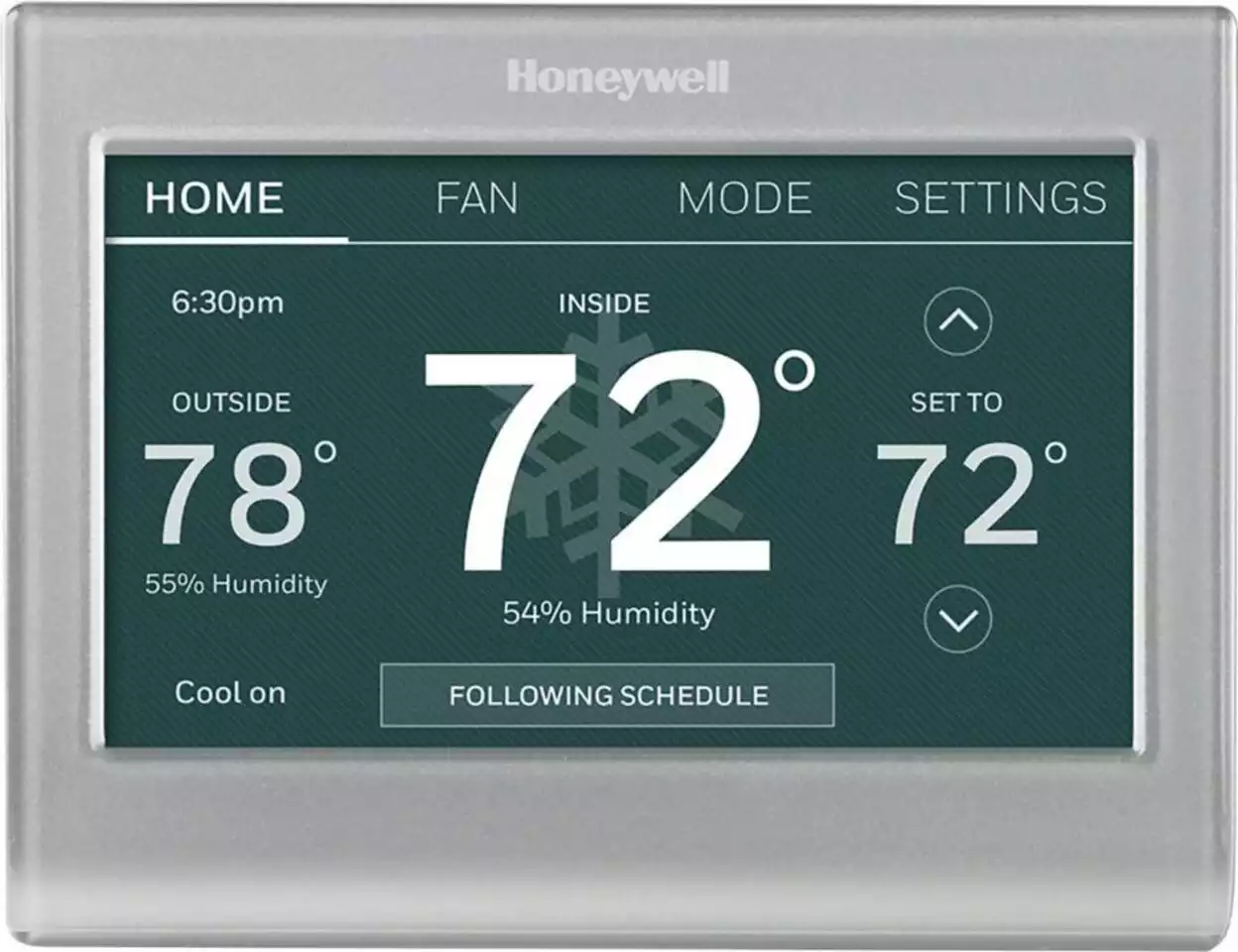 The easy to operate touch screen thermostat controls the central heat and air conditioning. - Falcon Cottage - Pahrump