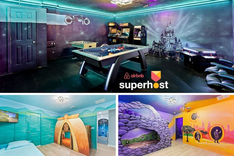 Fully Disney Themed | Tron Game Room | Immersive Moana & Avengers Kids Rooms Connected by Magical Portal | Sleeps 13 Guests | South Facing Pool & Spa | 2 Living Rooms with Big Screen TV's | Full Kitchen | ChampionsGate Resort