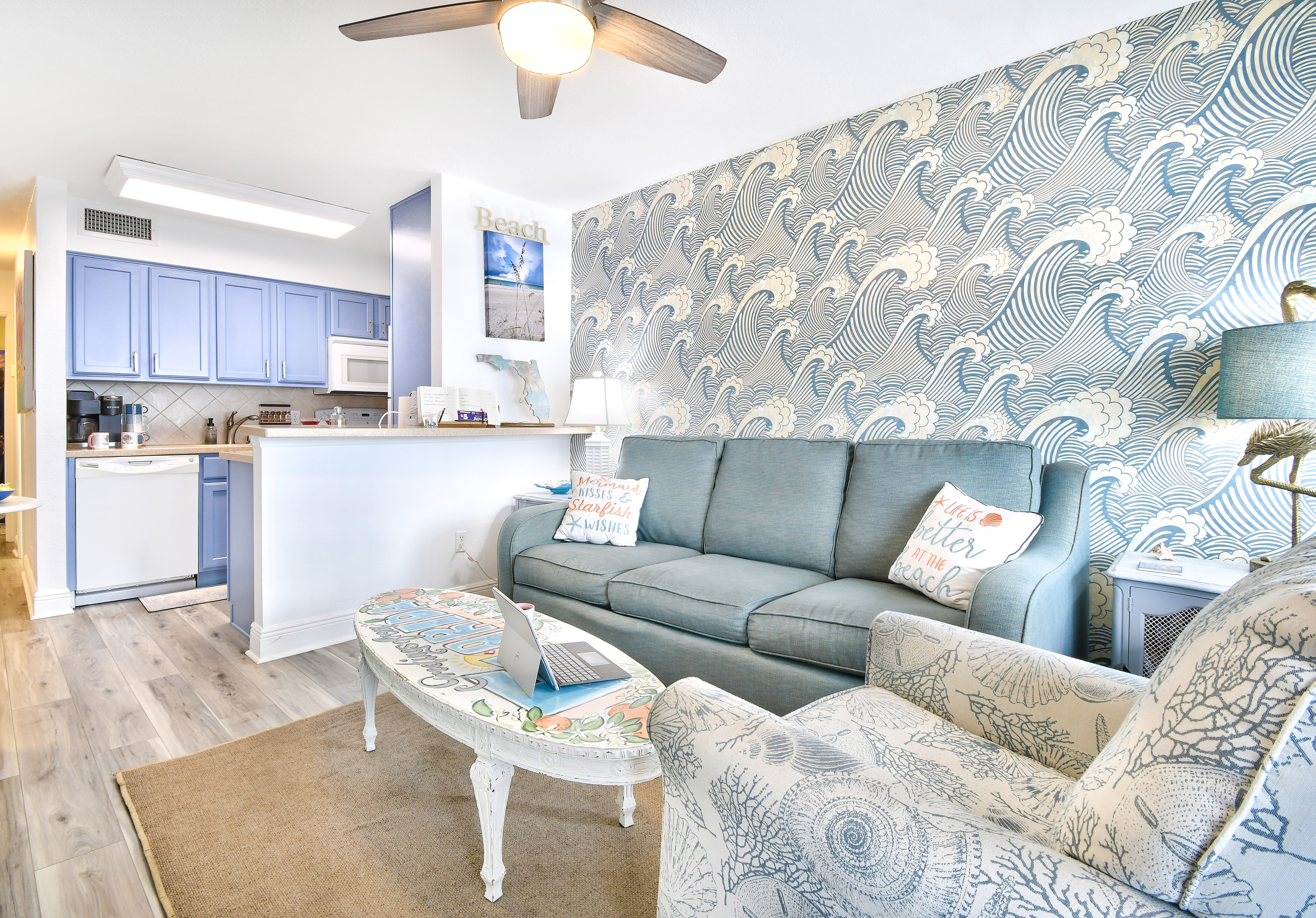 Welcome to your beachside oasis.  We tried to bring the outside in with our design. Funshine Sunset Beach - Steps from the beach!!