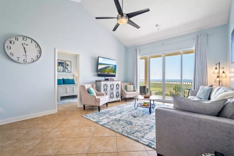 Spacious Living Room with Private Balcony overlooking the Gulf of Mexico