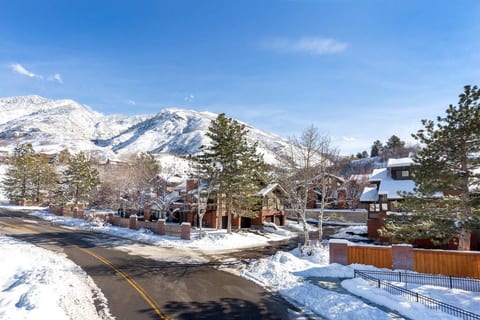 Our community in early winter! Right at the edge of the entrance to Big Cottonwood Canyon...minutes to skiing, hiking, biking but also close to great restaurants, grocery stores and other amenities.
