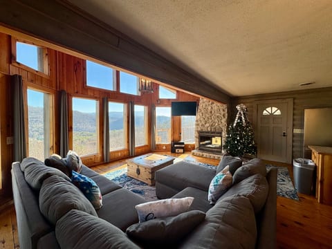 Christmas Family Room & Fireplace View