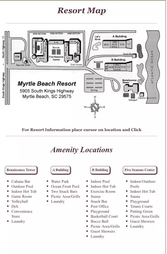 resort map resort map - Nature Lovers Lagoon - Myrtle Beach