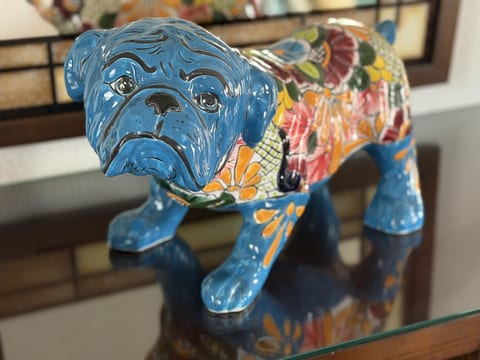 Say hello to our Talavera bulldog, one of many local touches