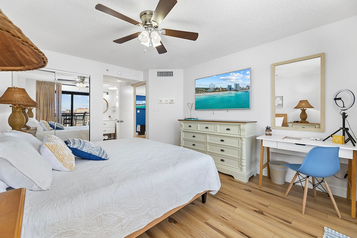 Every bedroom has a tv with cable.