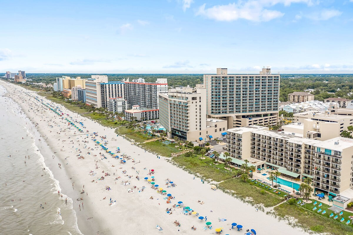 Enjoy miles of sand and beach. Myrtle Beach provides seasonal lifeguards along with beach umbrella and chair rentals.