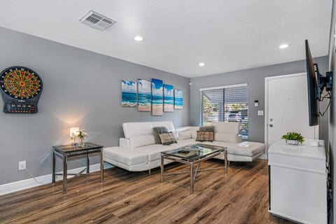 Our large living area with comfortable L-Shaped modern couch will ensure a great and relaxing time for all of our guests. If you have any questions about this property, please send us an inquiry today!
