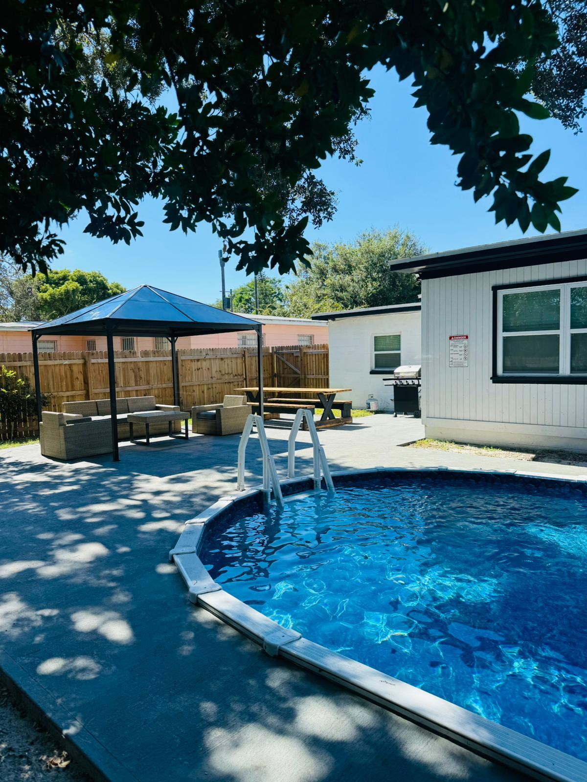 Enjoy your stay while swimming in this beautiful heated pool with family and friends! Send us a message if you have any questions!