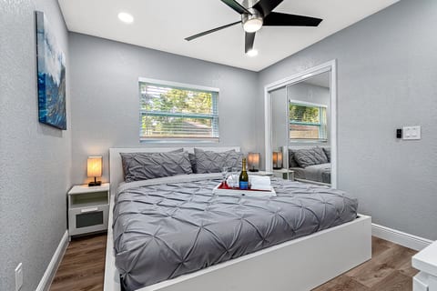 Feel at home while you're on your home away from home! This cozy room has a king-size bed, full length mirror closet, and its own TV. If you like what you see so far, send us a message as soon as possible!