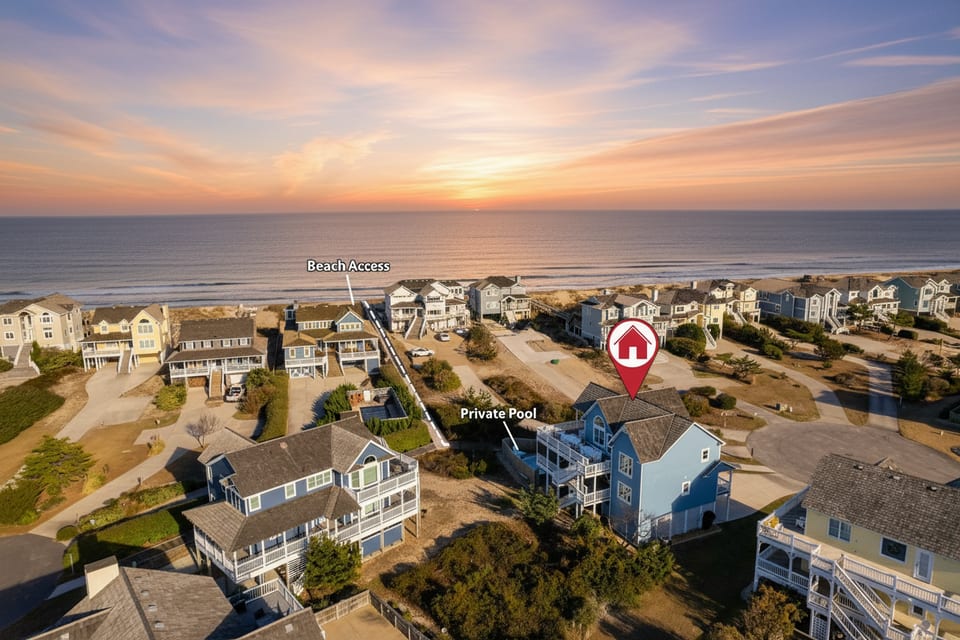 Perched perfectly between homey comfort and the ocean's call, enjoy the best of both worlds: your own pool and beach steps away!