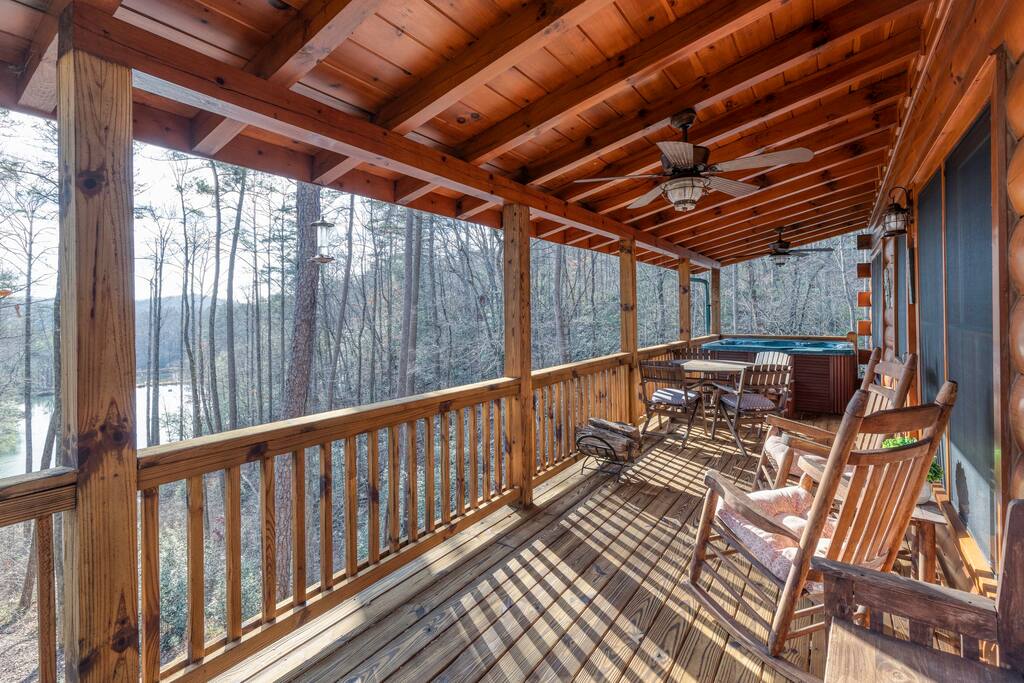 Lake View! Cozy Cabin w/ Hot Tub & Wood Fireplace!