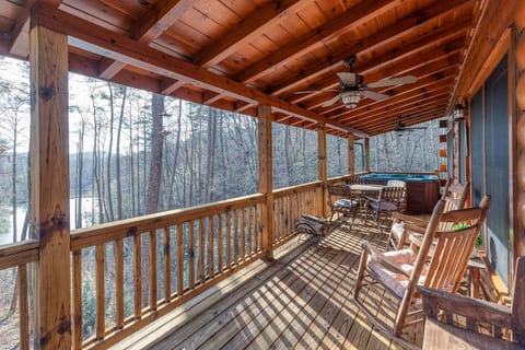 Have dinner or relax in the hot tub overlooking the lake.