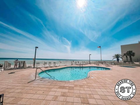 We have a large beachside pool and a kiddie pool directly below our unit.
