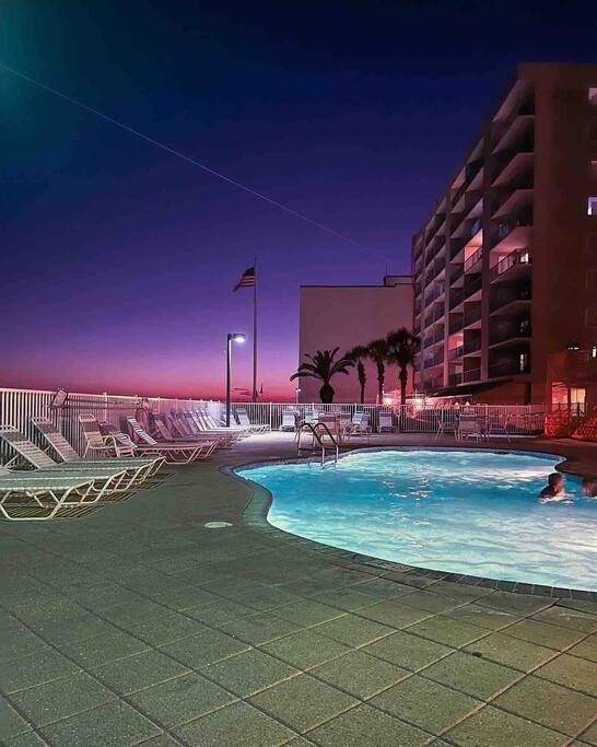 Night swimming is a family favorite.