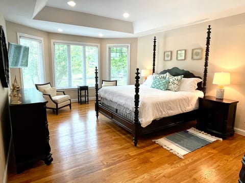 King size bed in primary room on main level