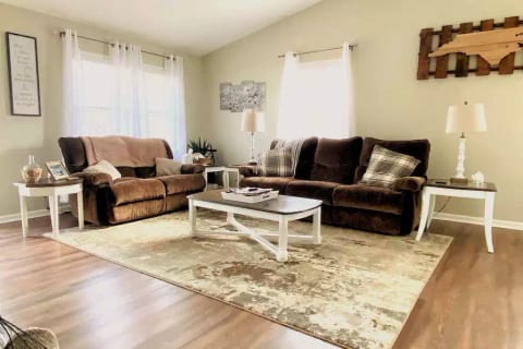 Relax in the living room, reclining sofa & loveseat.