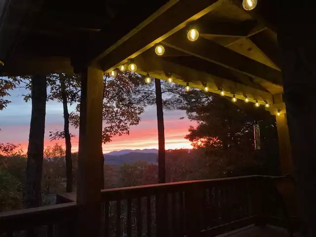 String lights on the back deck - Bear's Eye View - Spruce Pine