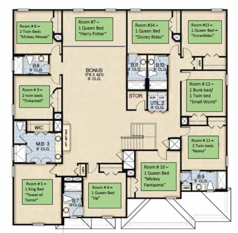 Layout of Level Two - SALE! 15BR Themed Disney Pool - Davenport