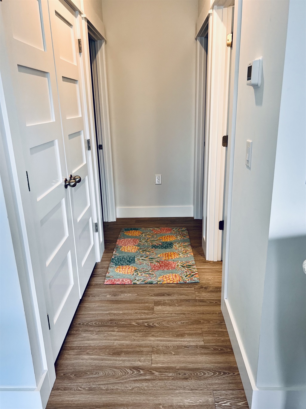 Long hallway from living quarters to bedrooms