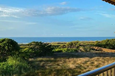 Oceanfront Balcony offers views of the Ocean and Beautiful Coastal Marsh with its Windswept Dune Trees!