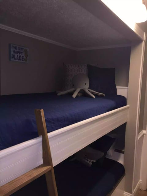 Kids bunks in hall are comfy and there is a removable net-type guard rail for added security of little ones.