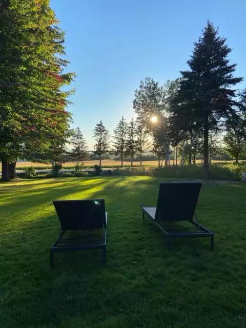 Relax on the expansive front lawn