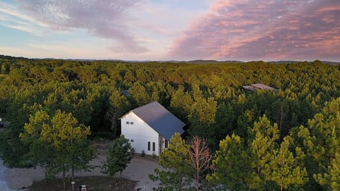 An aerial view of Sunnyside at sunset
