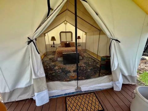 There is a bug screen guests can keep closed to enjoy the view from bed while letting a fresh breeze in.