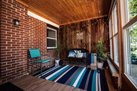 Front Porch, seating to relax. Enjoy Hillman Creek view from our front porch.