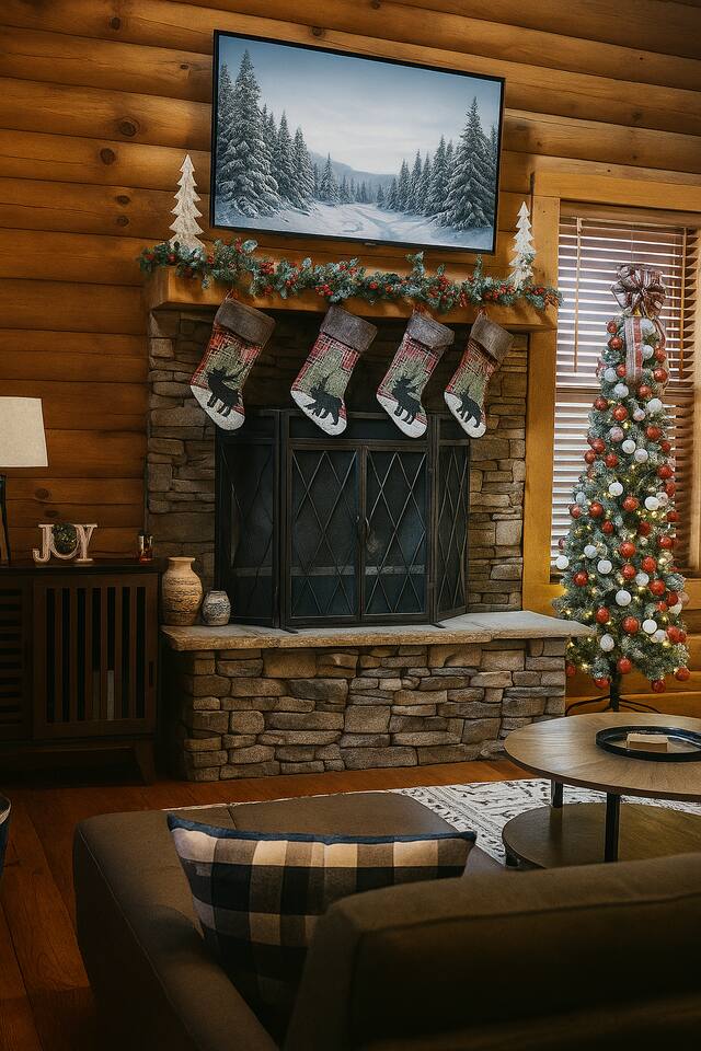 Creekside Log Cabin with Hot Tub