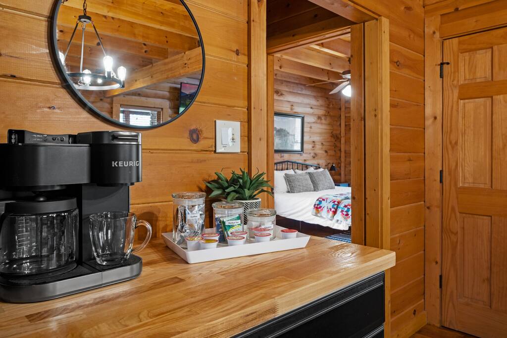 Coffee station with K-cup machine.  Perfect place to rejuvenate your morning