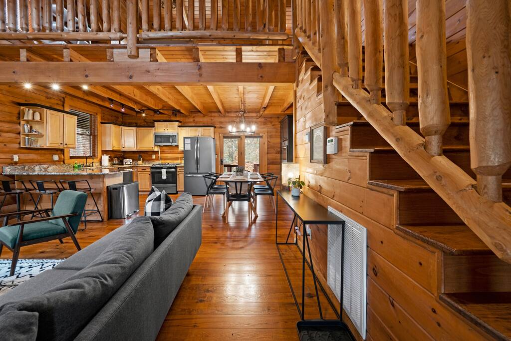 Modern and newly furnished living room and kitchen